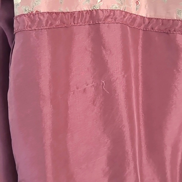 Vintage 90s Silk Exchange 100% Silk Floral Blush Pink Full Zip Jacket Womens  XL - Picture 9 of 17